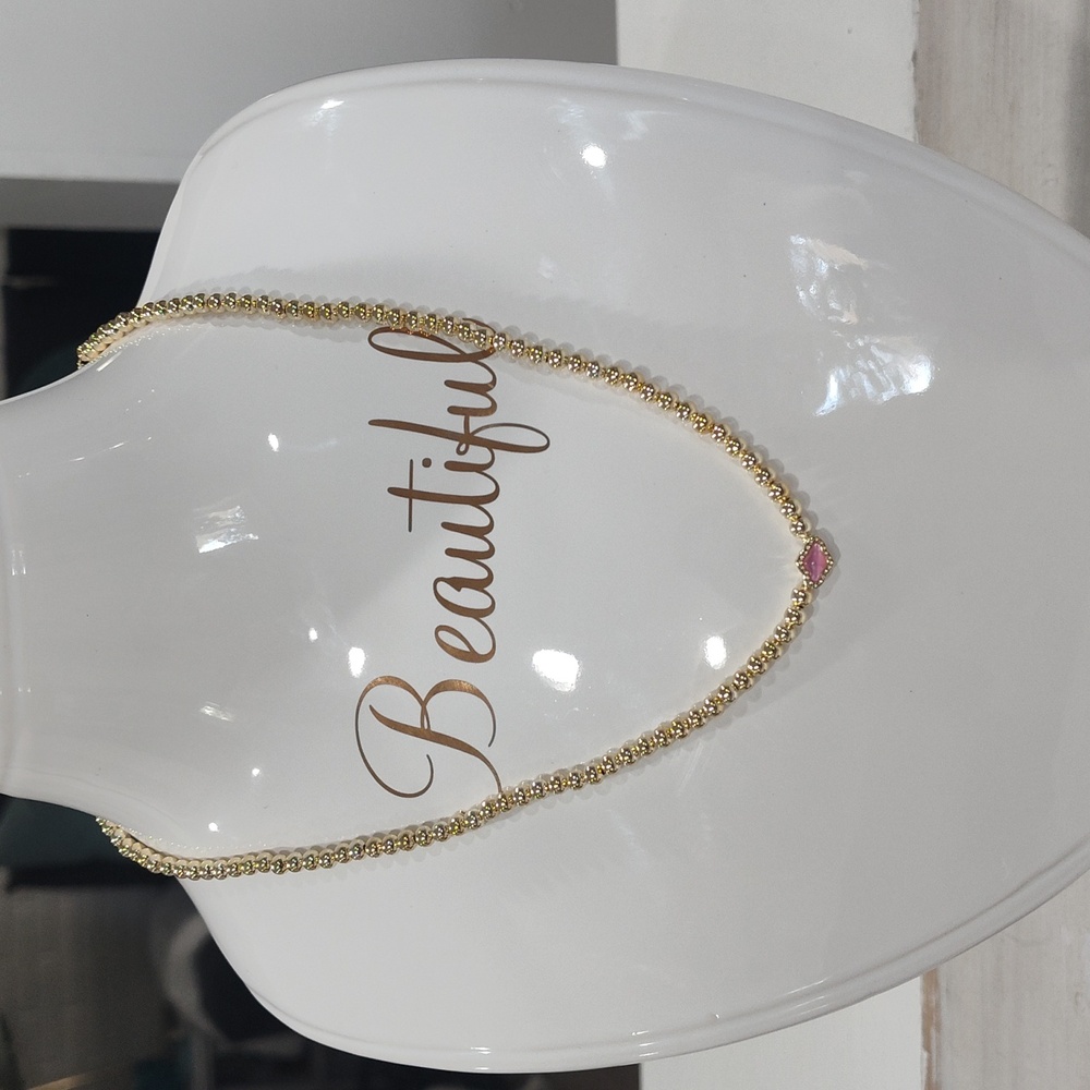 Kendra Scott Abbie Gold Beaded Necklace In Azalea Illusion - Picture 2 of 8